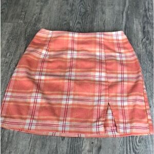 Preppy Plaid Skirt With Slit